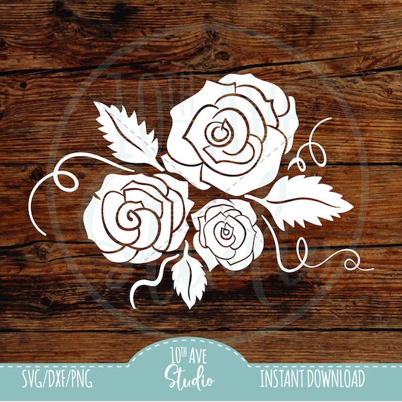 Download Roses With Leaves And Vines Svg Dxf Png Cut Files For Cricut Etsy