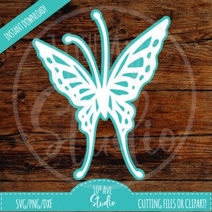 2 capas/color Fancy Swirly Butterfly SVG/DXF/PNG - Archivos de corte en capas para grabadores de cortadores láser Cricut Silhouette Glowforge y más!