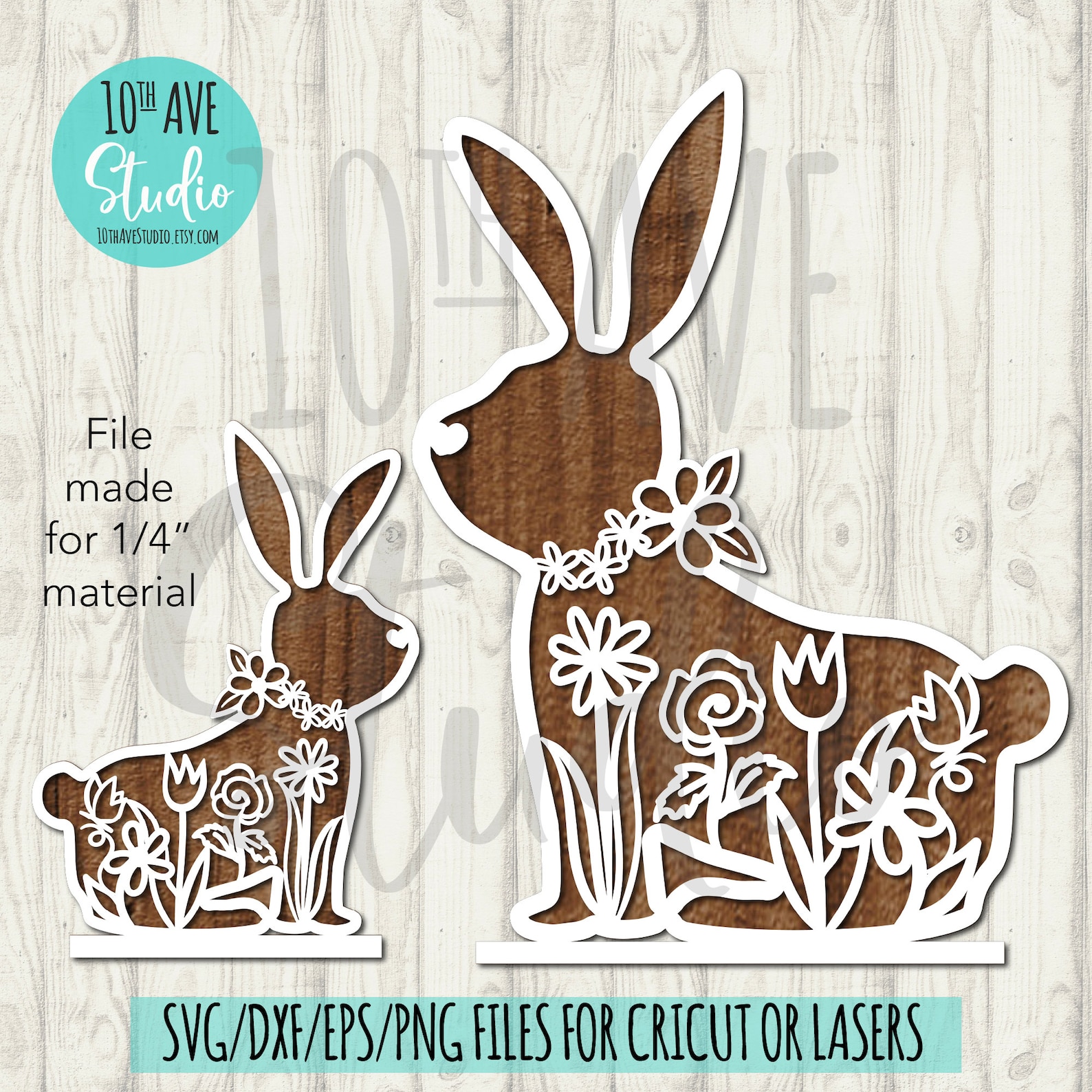 1/4” Bunny Rabbits Shelf Sitters With Stands SVG/DXF/EPS & Png Files ...