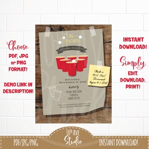 Beer Pong Tournament DIY (8.5&quot;x11&quot;) flyer! Edit in your Browser, Download and print!