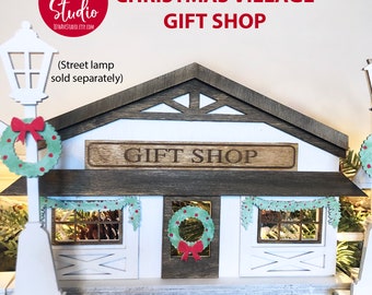 Weihnachtsdorf Geschenk Shop SVG DXF EPS geschnitten Dateien für Glowforge Laser Weihnachten Mantel Dekor Tischdekoration unbegrenzt kommerzielle Lizenz