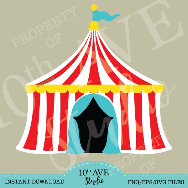 Circus Tent, Big Top, Carnival, Circus Tent SVG, svg png eps dxf Instant Download Clipart Cricut Silhouette Glowforge Laser Cutting
