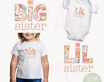 Große Schwester Lil Schwester Sublimationsdesign Transparente PNGs Datei Set passende T-Shirts Design digitale Datei