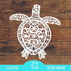 Sea Turtle SVG/DXF/PNG Flowers Scroll Fancy Flourishes decal cut files For Cricut Silhouette Glowforge Laser Cutting Machines