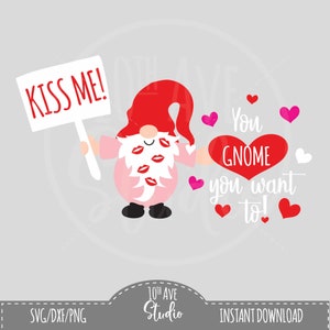 Valentinstag Küss mich, den du Wichtel willst! Multi-Layer/Farbe SVG/DXF/PNG - Cut Files für Vinyl HTV Transfers Papier Basteln und mehr!