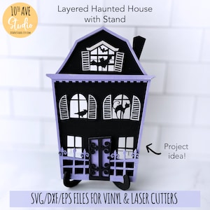 File SVG EPS DXF a strati della casa stregata per vinile e taglierine laser Glowforge: crea vassoi a più livelli, decorazioni murali, oggetti in carta e vinile!