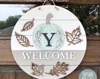 Herbst Willkommen Türschild 16 "Rundschild Shiplap Look Küsten Bauernhaus SVG DXF EPS