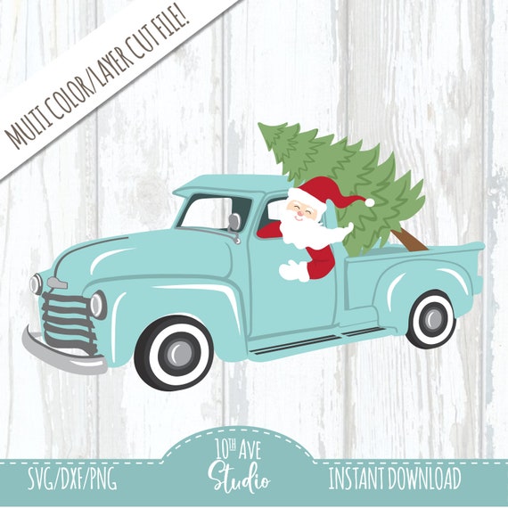 Download Free Santa Vintage Retro Truck With Christmas Tree Multi Etsy SVG DXF Cut File