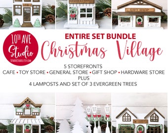 Christmas Village Entire Set Bundle SVG DXF EPS Cut Files For Glowforge Laser Christmas Mantle Decor Unlimited Commercial License