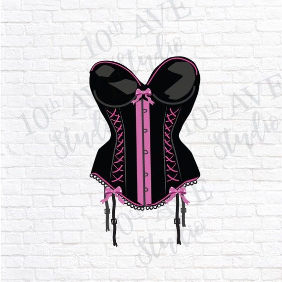 Corset Lingerie Silhouette SVG Cutting Files bow bachelorett -740s