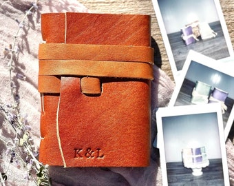 Mini Leather Photo Album Personalized Custom Title Page