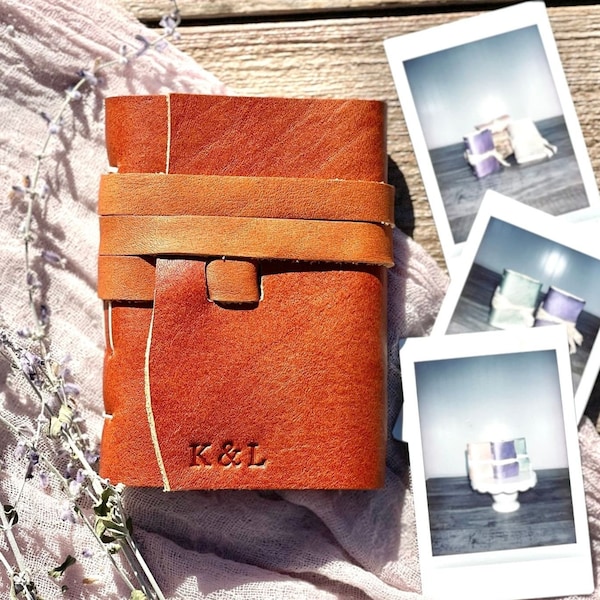 Mini Leather Photo Album Personalized Custom Title Page