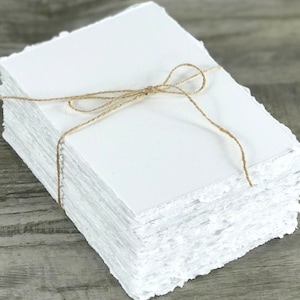 Deckled Edge Paper Hand Torn 135lb/290gsm Flat Deckle edge sheets for DIY Invitations, Details, RSVP, Menus, placards, and table numbers