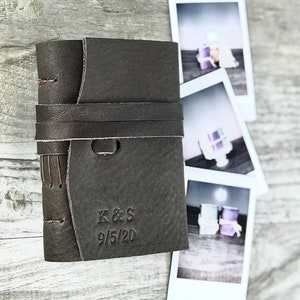 Mini Leather Photo Album Personalized Custom Title Page