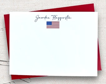 Personalized Flat Notecards Small Flag Design 50