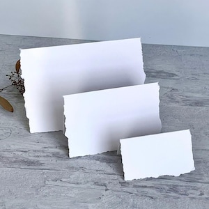 Blank Folded Blank Deckle Edge Notecards, Flat Blank Deckle Edge Sheets Perfect for Thanks you Cards, Place Cards, Note Cards
