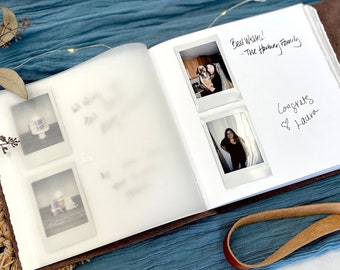 Libro de invitados con foto de cuero personalizado, perfecto para eventos como bodas, fiestas de graduación y despedidas de soltera