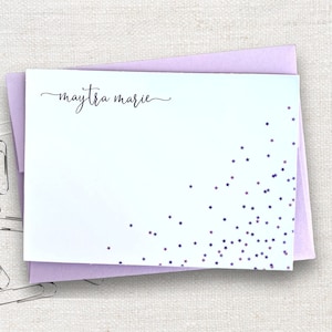 Cartons de correspondance plats personnalisés Purple Stars Design 40