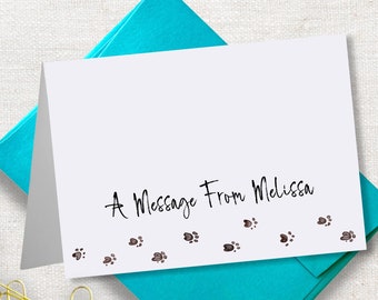 Personalized Folded Notecards with Envelopes Paw Prints Design 33