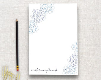 Personalized Notepad Custom Notepad Blue Hydrangea Design 56