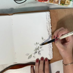 Watercolor Art Book Personalized Watercolor diary Leather Sketchbook Leather Art Journal Leather Watercolor Journal, Wrap Dark Brown Cover