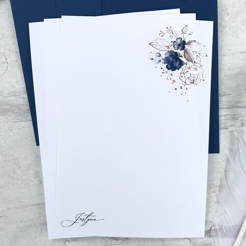 Letter Writing Stationery Set Watercolor Granite Personalized Etsy