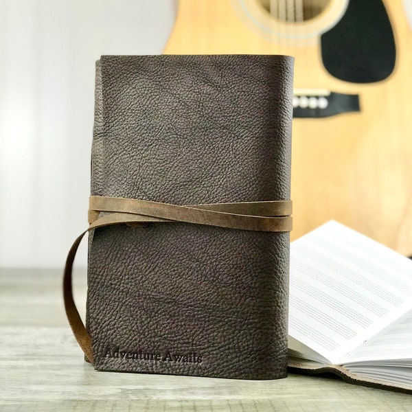 Leather Journal for Music Composition in Dark Brown Perfect Gift for Musician, Music Teacher, Orchestra and Band Teacher too