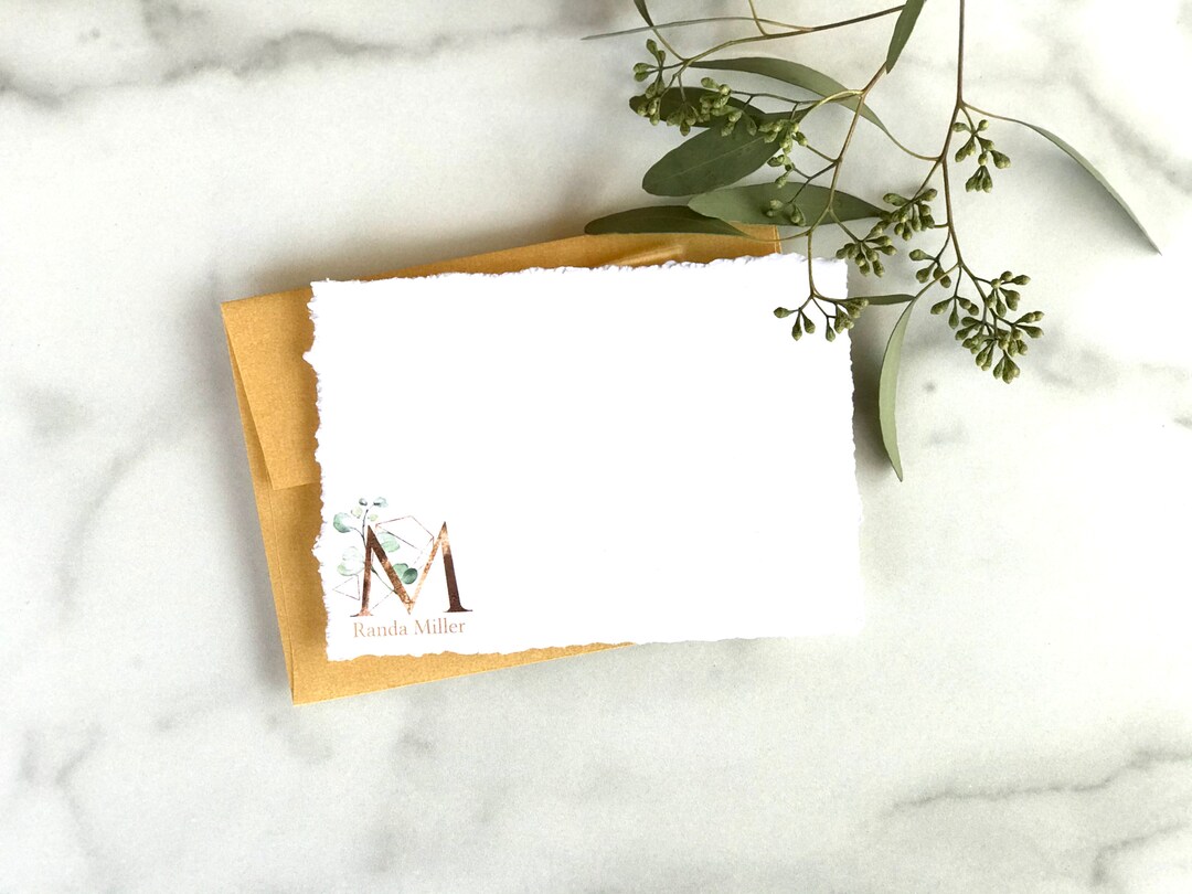 Personalized Note Cards With Envelopes Deckled Edge Stationary ...