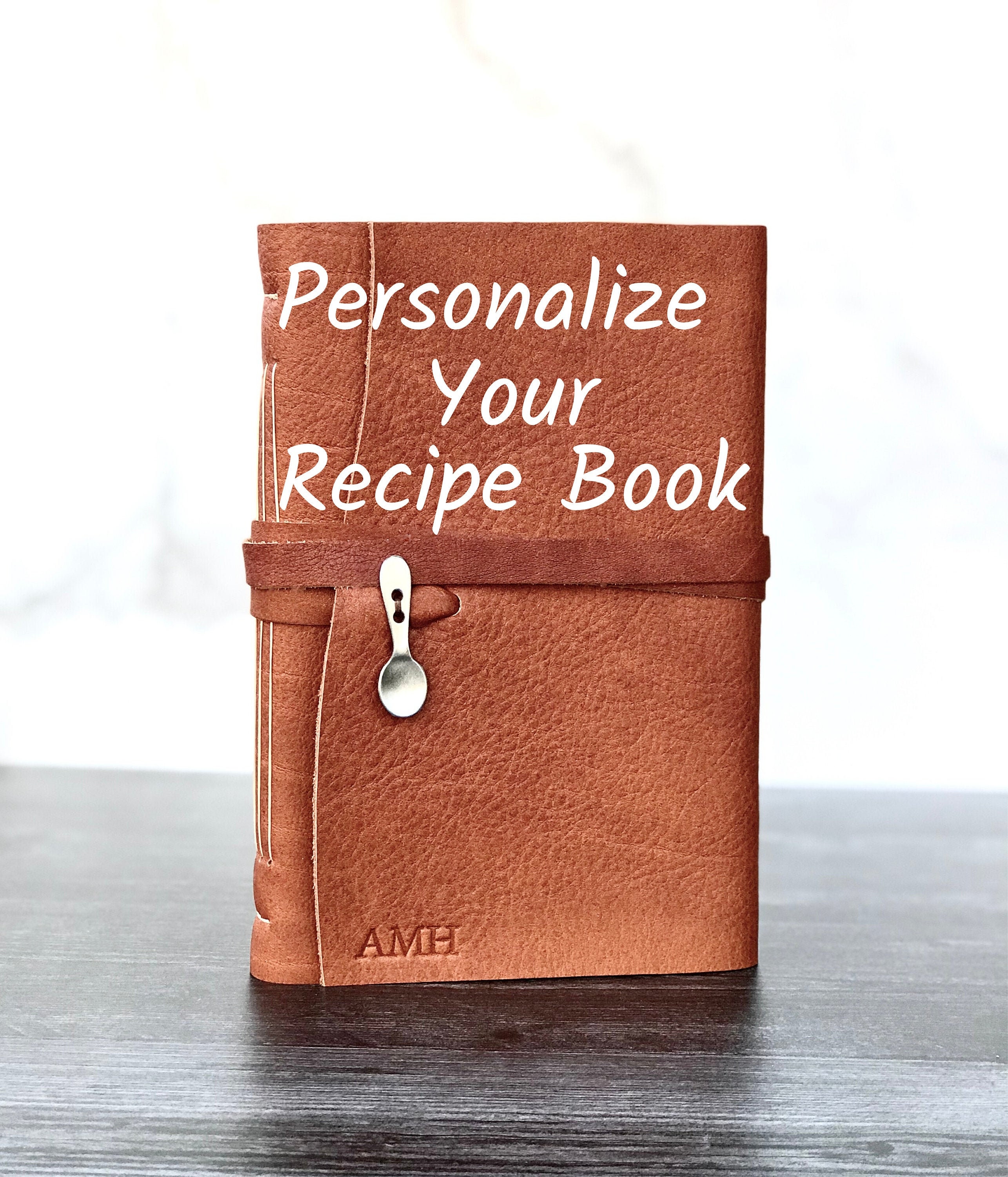 Recipe Book Leather Bound Recipe Journal with Spoon in Rust Etsy