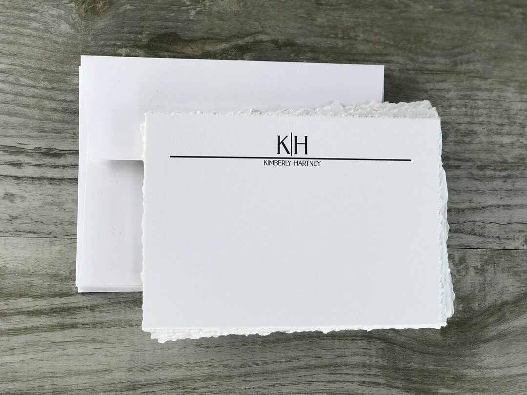 Personalized Note Cards With Envelopes Deckled Edge Stationary Handmade ...