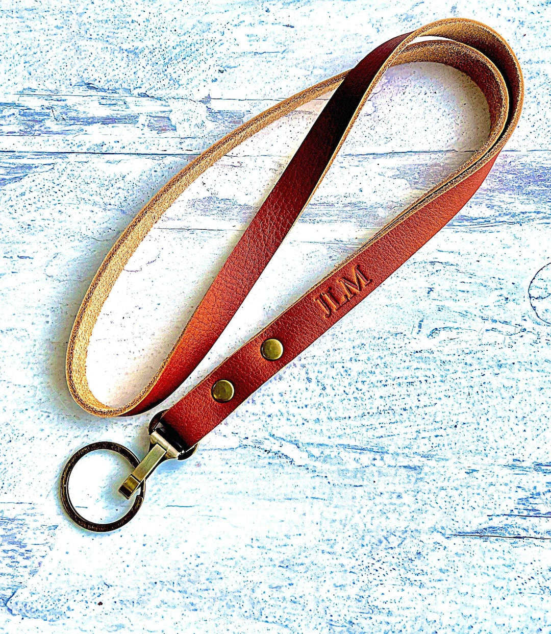 Personalized Leather Lanyard Keychain 31 Neckline Etsy