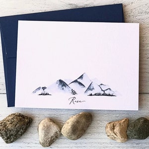 Personalized Flat Notecards Mountains Design 12