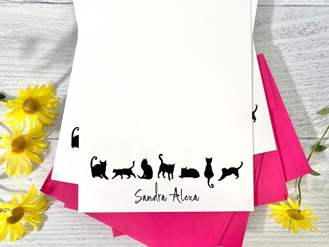 Black Cat Letter Writing Stationery Set Personalized Custom Notes Set ...