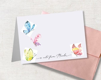 Personalized Folded Notecard set for with Envelopes notecards Butterfly Design 16