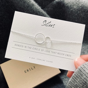 Sisters Silver Rings Bracelet, Sterling Silver Bracelet, Personalised Gift For Sister