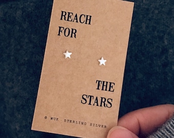Reach For The Stars Silver Earrings. Good Luck Exam Gift.