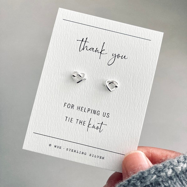 Sterling Silver Heart Knot Stud Earrings – Thank You Bridesmaid Gift