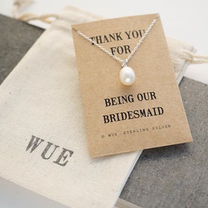 Bridesmaid Pearl Necklace. Thank You Bridesmaid Gift. Bride Tribe Gift. image 2