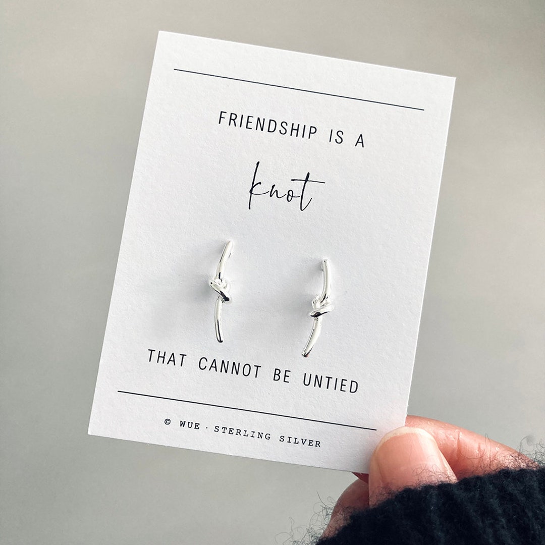 Friendship Knot Bar Silver Earrings Sterling Silver Stud Earrings Friendship is A Knot Personalised Gift for Her Etsy Canada