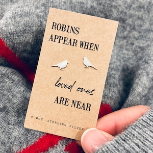 Silver Robin Earrings, Sterling Silver Stud Earrings, Robins Appear When Loved Ones Are Near, Personalised Gift For Her