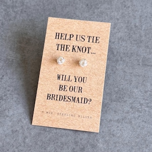 Will You Be Our Bridesmaid Silver Knot Earrings, Sterling Silver Stud Earrings, Personalised Bridesmaid Gift