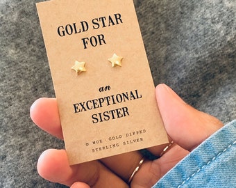 Sister Gift Gold Star Earrings.