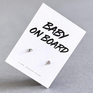 Baby On Board Sterling Silver Little Feet Earrings | Pregnancy Gift