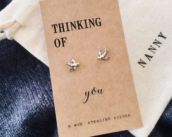 Thinking of you Silver Swallow Earrings.