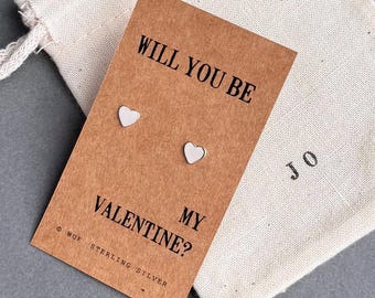 Be My Valentine Sterling Silver Heart Earrings, Valentine's Gift For Her