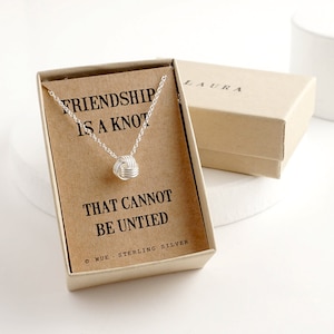 Collar de plata con nudo de la amistad, collar de plata de ley con nudo, collar para mejor amiga, la amistad es un nudo, regalo personalizado para ella