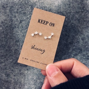 Keep on Shining Silver Star Earrings, Sterling Silver Stud Earrings, Congratulations Gift, Graduation Gift, Personalised Gift For Her