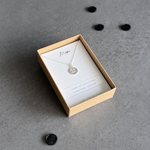 Thank You Mum Sterling Silver Button Necklace | Ideal Mother's Day Gift