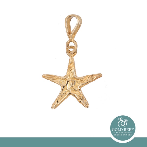 Starfish Charm Pendant 14K Yellow Gold Sealife 1"