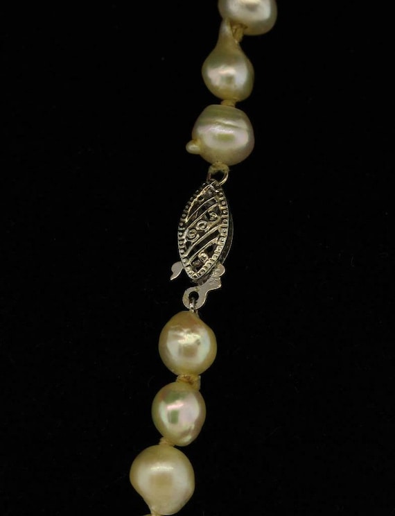 Vintage Freshwater Pearl Necklace Baroque 14K Whi… - image 4
